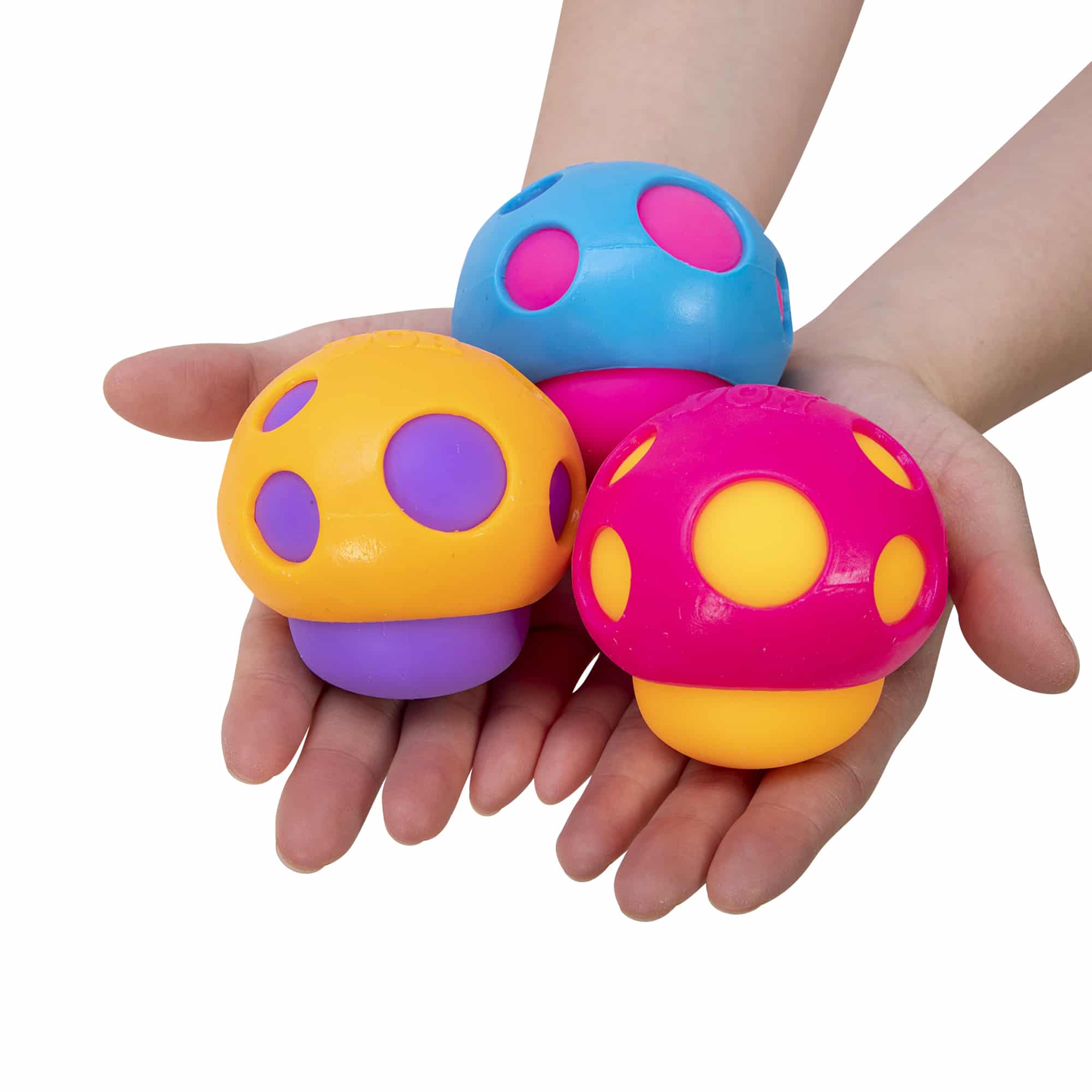 NeeDoh Groovy Shroom - Hands Holding Group of 3